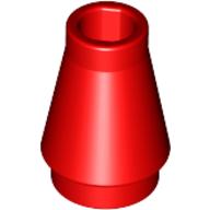 Lego Cone 1 x 1 [No Top Groove] / Red