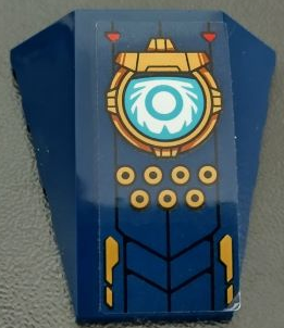 Lego Wedge 4 x 4 Triple Curved No Studs with Gold Circles, Armor Plates, Red Triangles and White and Medium Azure Light Pattern (Sticker) - Set 71765 / Dark Blue