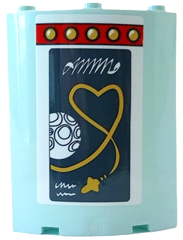 Lego Cylinder Quarter 4 x 4 x 6 with Red Strip of Lights, Gold Heart Shaped Rocket Trail, White Moon and Writing on Dark Blue Background Pattern Model Right Side (Sticker) - Set 41448