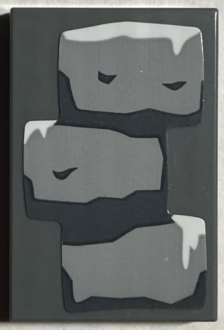 Lego Tile 2 x 3 with Light Bluish Gray Bricks with White Snow Pattern (Sticker) - Set 76407 / Dark Bluish Gray