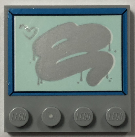 Lego Tile, Modified 4 x 4 with Studs on Edge with Heart and Steam Wiped off Fogged Mirror Pattern (Sticker) - Set 41744
