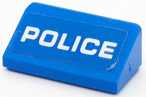 Lego Slope 30 1 x 2 x 2/3 with White 'POLICE' Pattern (Sticker) - Set 40347