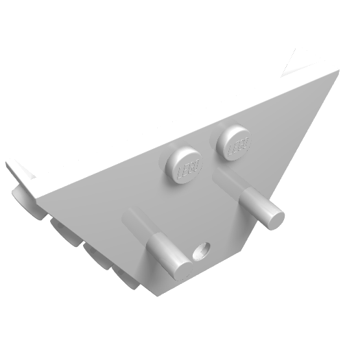 Lego Panel, Trapezoid, Tipper End Flat with Pins, 1 x 2 Anti-studs / White
