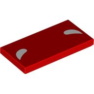 Lego Tile 2 x 4 with White Eyebrows Print / Red