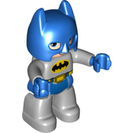 Lego Duplo Figure Batman with Mask / Cowl Blue, with Batman Logo Print / Light Bluish Gray