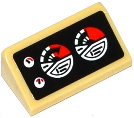 Lego Slope 30 1 x 2 x 2/3 with 4 Red and White Gauges on Black Background Pattern (Sticker) - Set 76041