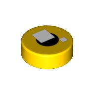 Lego Tile Round 1 x 1 with Brickheadz Eye, White Squares, Black Circle Print