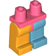 Lego Hips and Medium Azure Left Leg, Bright Light Orange Right Leg / Coral