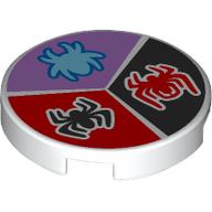 Lego Tile Round 2 x 2 with Medium Azure Spider On Lavender Background, Red Spider on Black Background, Black Spider on Red Background Print