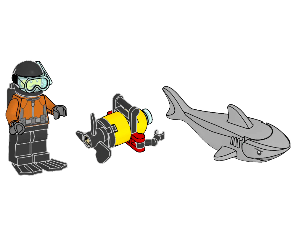 Lego Diver with Robot and Shark
