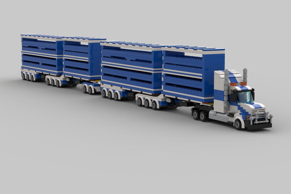 Lego cattle truck road train