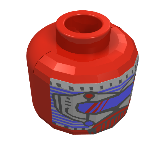 Lego Minifig Head UFO Droid, Small Blue Mask Print [Blocked Open Stud]