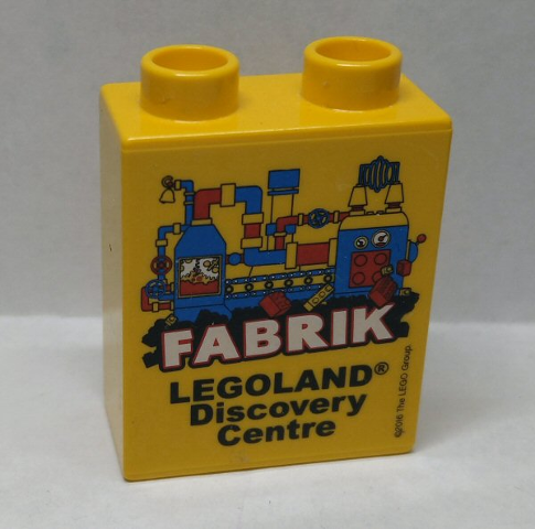 Lego Duplo, Brick 1 x 2 x 2 with LEGOLAND Discovery Centre FABRIK 2016 Pattern