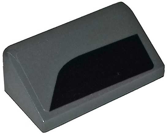 Lego Slope 30 1 x 2 x 2/3 with Black Curved Corner on Dark Bluish Gray Background Pattern Model Right Side (Sticker) - Set 75877