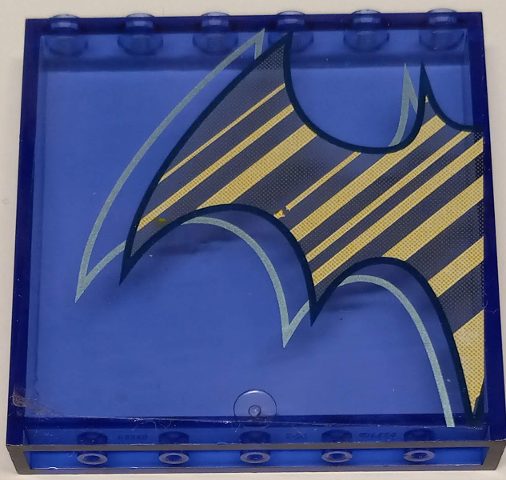 Lego Panel 1 x 6 x 5 with Batman Logo Half with Stripes Pattern (Sticker) - Set 41237 / Trans-Purple