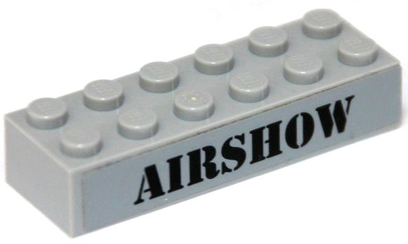 Lego Brick 2 x 6 with Black 'AIRSHOW' Pattern (Sticker) - Set 60103 / Light Bluish Gray