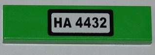 Lego Tile 1 x 4 with 'HA 4432' on White Background Pattern (Sticker) - Set 4432
