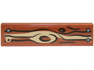 Lego Tile 1 x 4 with Wood Grain and Nails Pattern Type 3 (Sticker) - Set 9473 / Reddish Brown