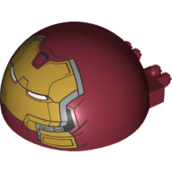 Lego Windscreen 6 x 6 x 3 Canopy Half Sphere with Dual 2 Fingers with Hulk Buster Face / Mask Print / Dark Red