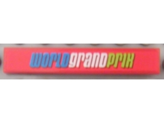 Lego Tile 1 x 6 with 'WORLD GRAND PRIX' Pattern (Sticker) - Set 8484 / Red