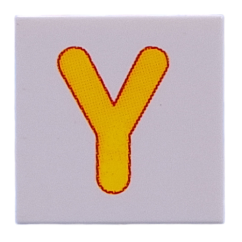 Lego Tile 2 x 2 with Yellow 'Y' Print