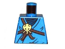 Lego Torso Ninjago Brown Rope, Gold Medallion and Dark Blue Undershirt Pattern / Blue