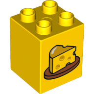 Lego Duplo Brick 2 x 2 x 2 with Wedge of Cheese on Plate Print