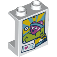 Lego Panel 1 x 2 x 2 [Side Supports / Hollow Studs] with I Love HLC Heart with Headband Playing Soccer Print