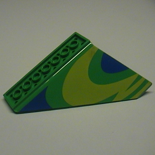 Lego Tail 10 x 10 x 4 Dual with Blue and Yellow Circular Print / Bright Green