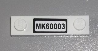 Lego Plate, Modified 1 x 4 with 2 Studs without Groove with 'MK60003' Pattern (Sticker) - Set 60003