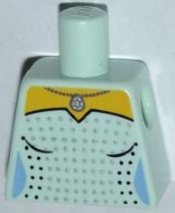Lego Torso Female Dress with Black and Silver Spots and Necklace Pattern / Light Aqua