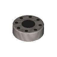 Lego Tile Round 1 x 1 with Black Dot, Circle of Small Black Dots Print / Flat Silver