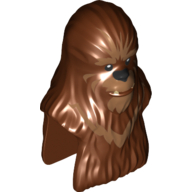 Lego Minifig Head Special, Wookiee with Dark Tan Fur Print / Reddish Brown