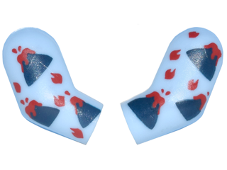 Lego Arm, (Matching Left and Right) Pair with Volcano Pajamas Pattern / Bright Light Blue