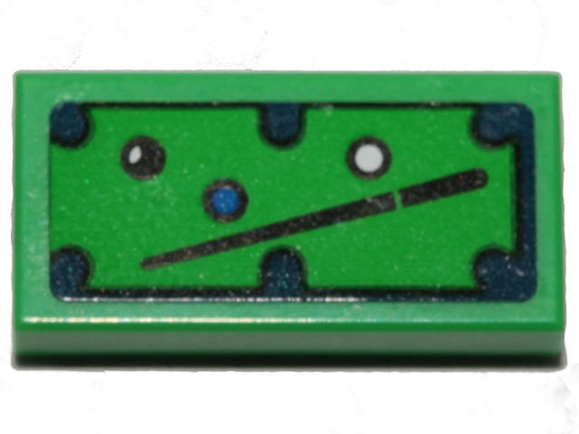 Lego Tile 1 x 2 with Billiards and Cue Stick Pattern (Sticker) - Set 70839