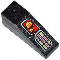 Lego Slope 33 3 x 1 with Yellow Gauges and Red and Silver Buttons Pattern (Sticker) - Set 76000 / Black