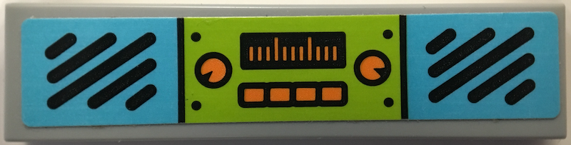 Lego Tile 1 x 4 with Medium Azure Speakers and Orange Controls Pattern (Sticker) - Set 75902