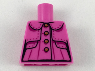 Lego Torso Female Top with Collar, Shrug, Medium Nougat Buttons, Magenta Stitching and Gathers Pattern / Dark Pink