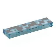 Lego Tile 1 x 4 with Black Rectangles Print / Trans-Light Blue