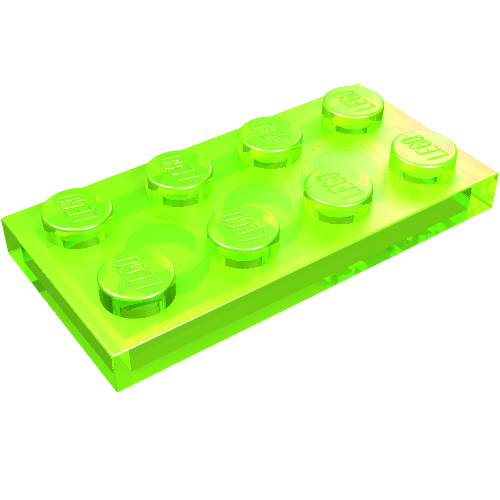 Lego Plate 2 x 4 / Trans-Bright Green