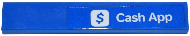 Lego Tile 1 x 6 with White 'Cash App' and Dollar Sign in Square Logo Pattern Model Left Side (Sticker) - Set 77246 / Blue
