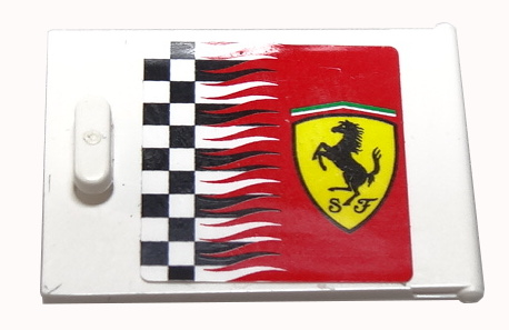 Lego Container, Cupboard 2 x 3 x 2 Door with Checkered Flag and Ferrari Logo Pattern Right (Sticker) - Sets 8185 / 8654 / 8672