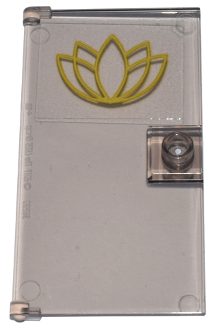 Lego Door 1 x 4 x 6 with Stud Handle with Gold Lotus Flower Outline Pattern (Sticker) - Set 80036 / Trans-Brown