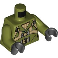 Lego Torso Jacket, Tan Woolen Sweater, Harness Straps and Belt Print, Olive Green Arms, Black Hands / Olive Green