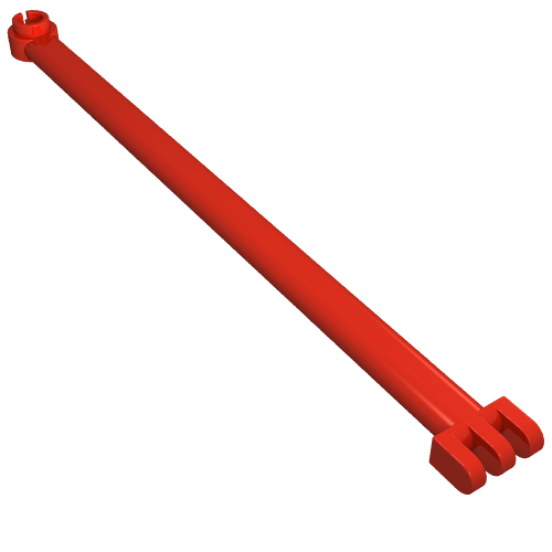 Lego Hinge Bar 12L with 3 Fingers and Open End Stud / Red