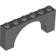 Lego Brick Arch 1 x 6 x 2 - Thin Top without Reinforced Underside [New Version] / Dark Bluish Gray