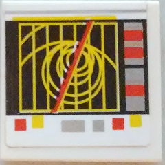 Lego Tile 2 x 2 with SW Cannon Operating Monitor Pattern on White Background (Sticker) - Set 7754 / White