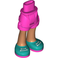 Lego Minidoll Hips and Shorts with Light Nougat Legs and Dark Turquoise Shoes, White Laces