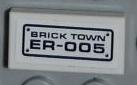 Lego Tile 1 x 2 with 'BRICK TOWN' and 'ER-005' Pattern (Sticker) - Set 8186