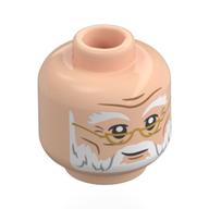 Lego Minifig Head Albus Dumbledore, Gold Glasses, White Beard, Smirk / Open Mouth / Light Nougat